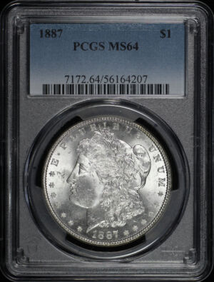 Obverse of this 1887 Morgan Dollar PCGS MS-64