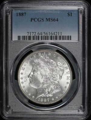 Obverse of this 1887 Morgan Dollar PCGS MS-64