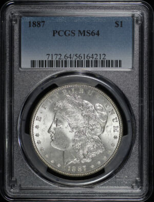 Obverse of this 1887 Morgan Dollar PCGS MS-64