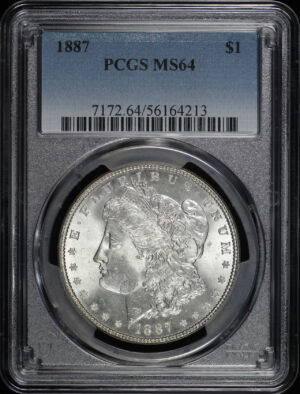 Obverse of this 1887 Morgan Dollar PCGS MS-64