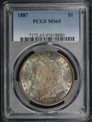 Obverse of this 1887 Morgan Dollar PCGS MS-65