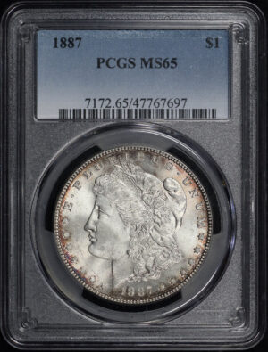 Obverse of this 1887 Morgan Dollar PCGS MS-65
