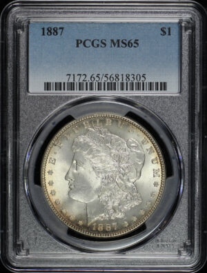 Obverse of this 1887 Morgan Dollar PCGS MS-65