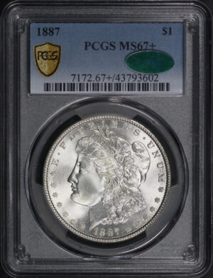 Obverse of this 1887 Morgan Dollar PCGS MS-67+ CAC