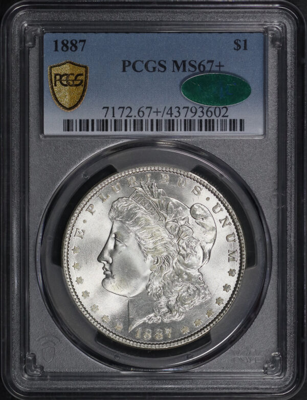 Obverse of this 1887 Morgan Dollar PCGS MS-67+ CAC