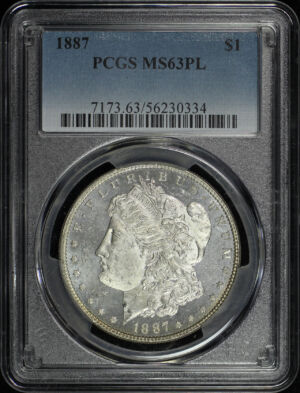 Obverse of this 1887 Morgan Dollar PCGS MS-63 PL