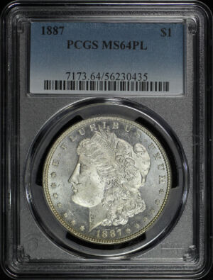 Obverse of this 1887 Morgan Dollar PCGS MS-64 PL