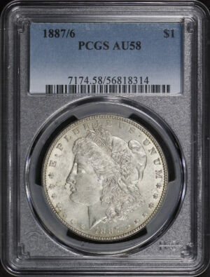 Obverse of this 1887/6 Morgan Dollar PCGS AU-58