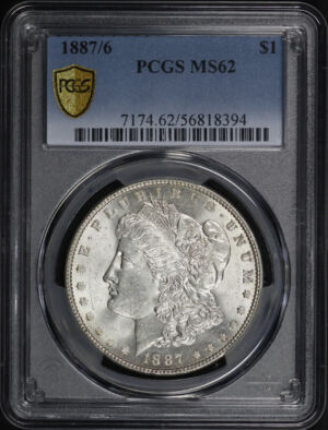 Obverse of this 1887/6 Overdate Morgan Dollar PCGS MS-62