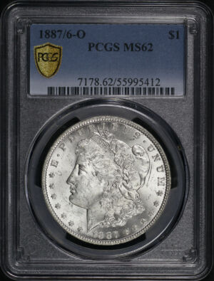 Obverse of this 1887/6-O Morgan Dollar PCGS MS-62