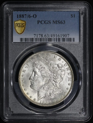 Obverse of this 1887/6-O Morgan Dollar PCGS MS-63
