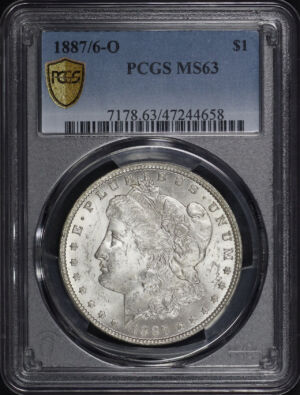 Obverse of this 1887/6-O Morgan Dollar PCGS MS-63