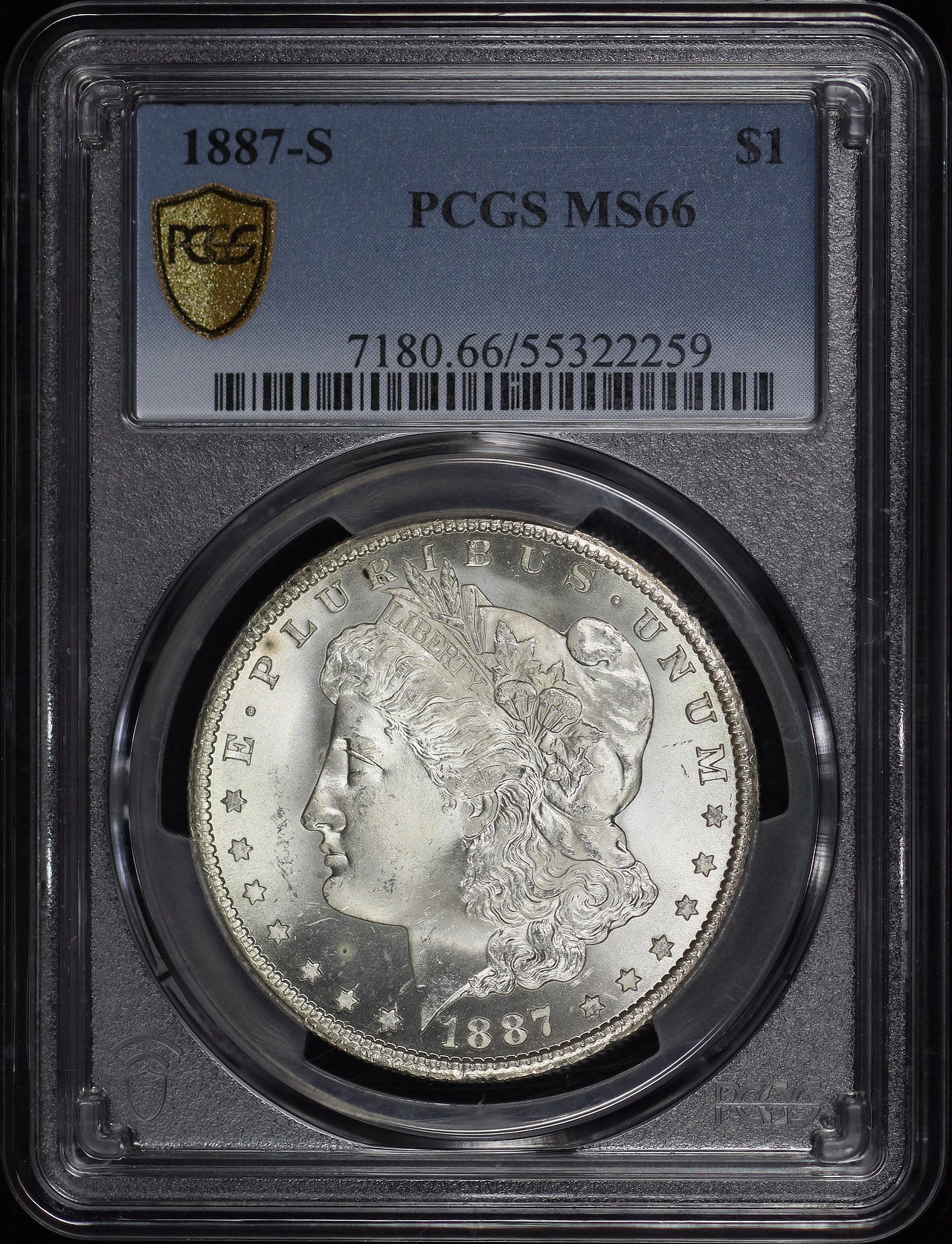 Obverse of this 1887-S Morgan Dollar PCGS MS-66