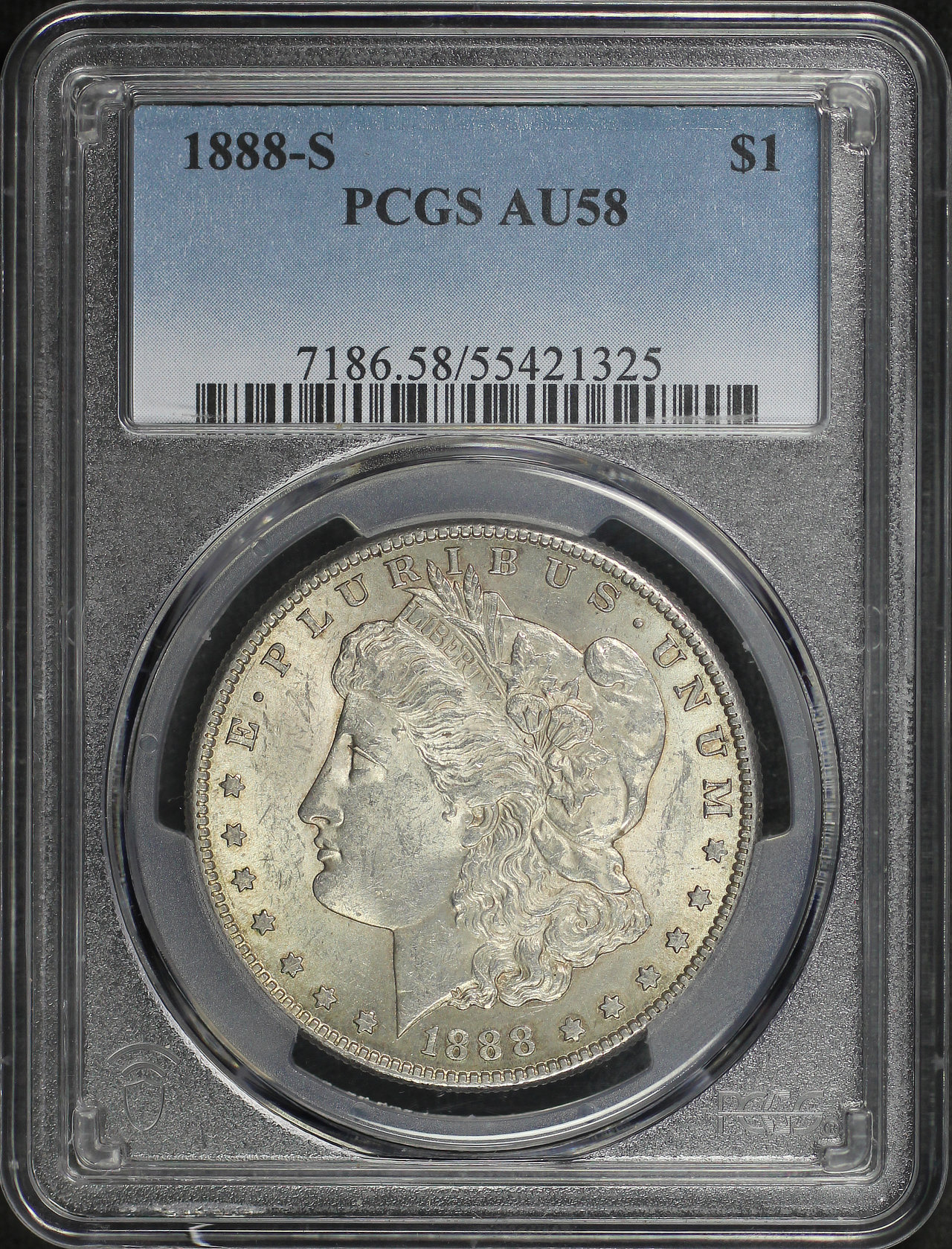 Obverse of this 1888-S Morgan Dollar PCGS AU-58