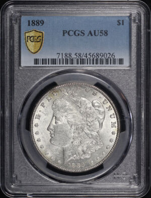 Obverse of this 1889 Morgan Dollar PCGS AU-58