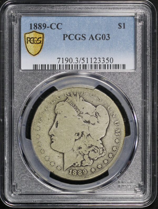 Obverse of this 1889-CC Morgan Dollar PCGS AG-03