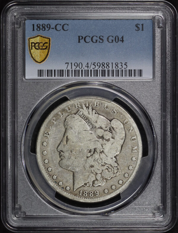 Obverse of this 1889-CC Morgan Dollar PCGS G-04