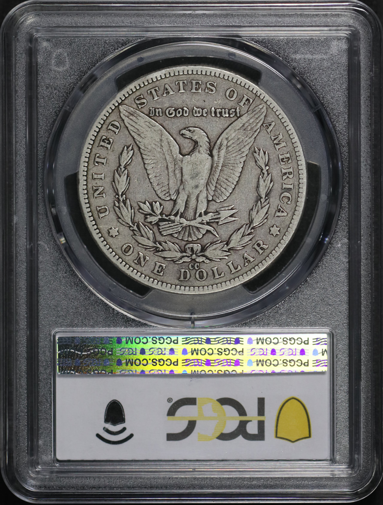 Reverse of this 1889-CC Morgan Dollar PCGS F-15