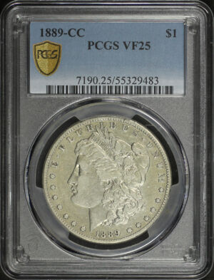 Obverse of this 1889-CC Morgan Dollar PCGS VF-25