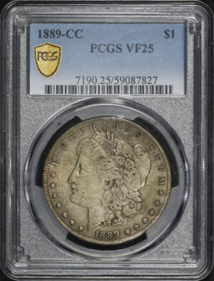 Obverse of this 1889-CC Morgan Dollar PCGS VF-25