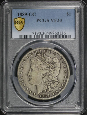 Obverse of this 1889-CC Morgan Dollar PCGS VF-30