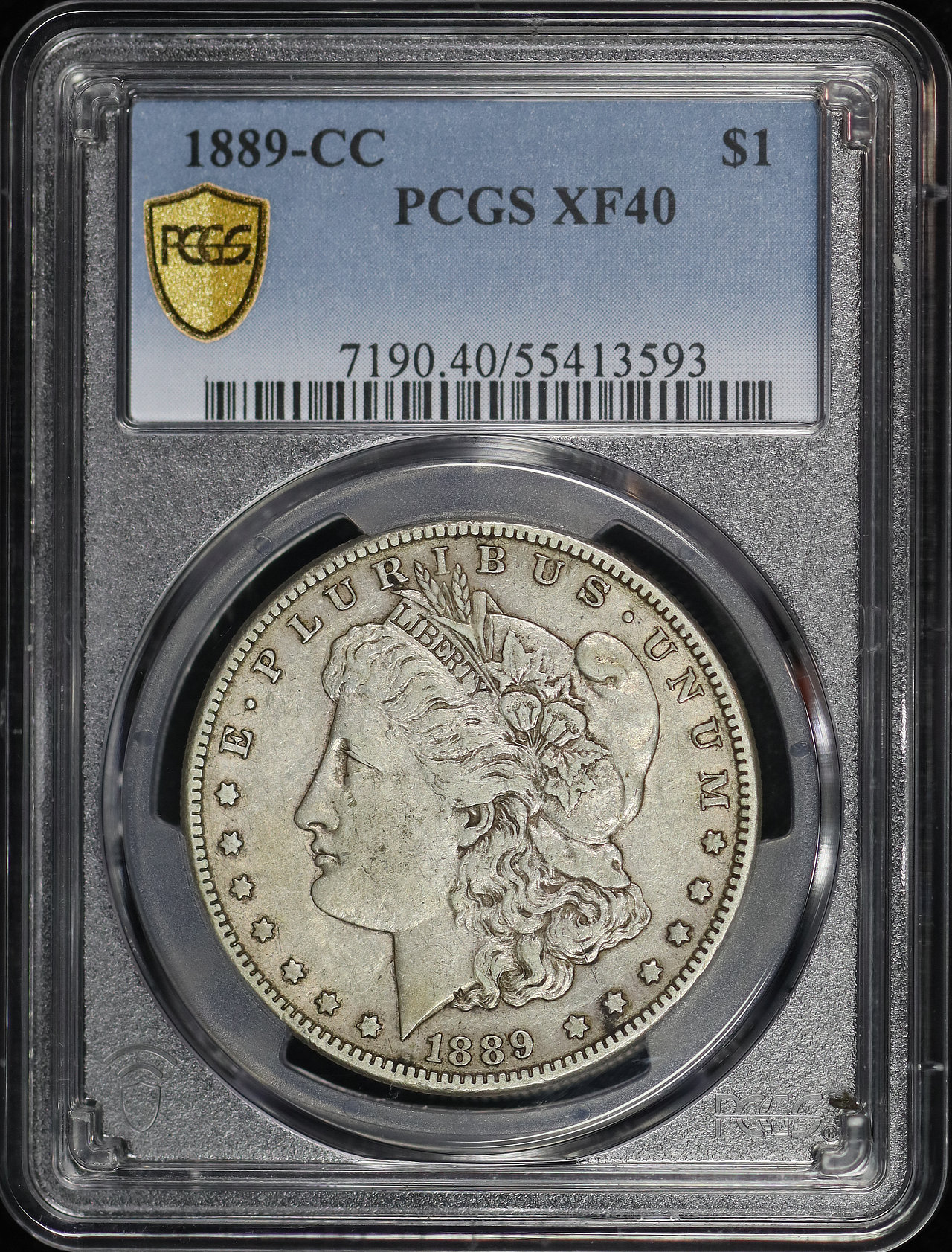 Obverse of this 1889-CC Morgan Dollar PCGS XF-40