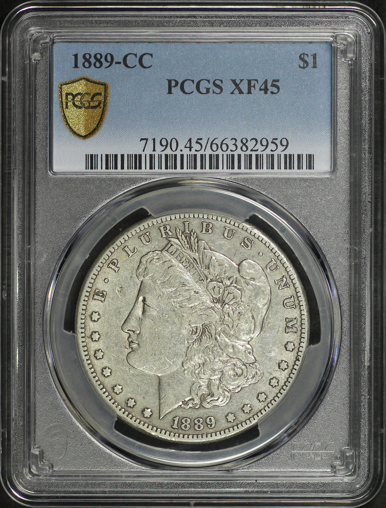 Obverse of this 1889-CC Morgan Dollar PCGS XF-45