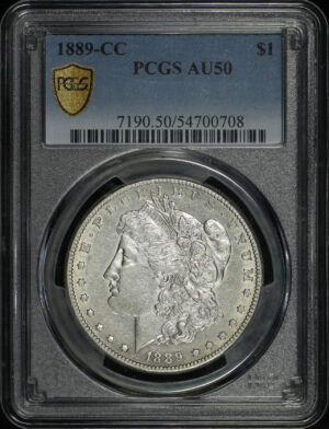 Obverse of this 1889-CC Morgan Dollar PCGS AU-50