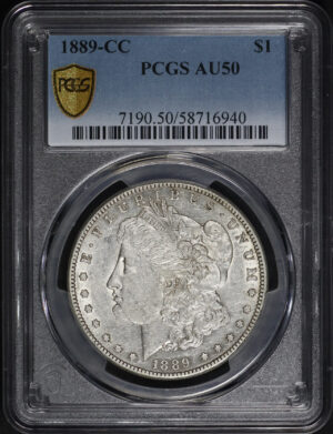 Obverse of this 1889-CC Morgan Dollar PCGS AU-50