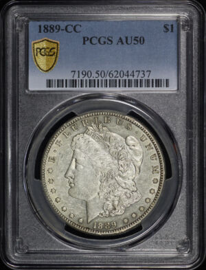 Obverse of this 1889-CC Morgan Dollar PCGS AU-50