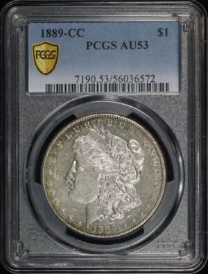 Obverse of this 1889-CC Morgan Dollar PCGS AU-53