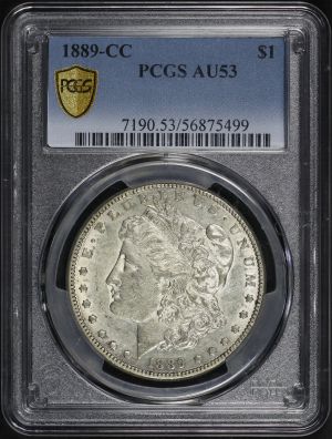 Obverse of this 1889-CC Morgan Dollar PCGS AU-53