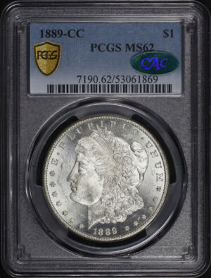 Obverse of this 1889-CC Morgan Dollar PCGS MS-62 CAC