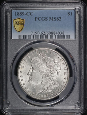Obverse of this 1889-CC Morgan Dollar PCGS MS-62