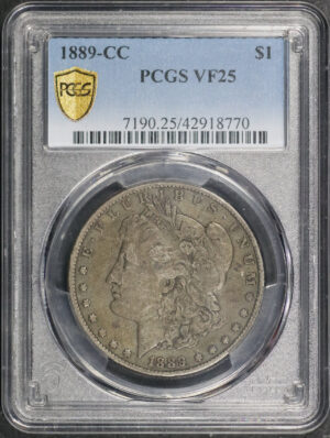 Obverse of this 1889-CC Morgan Dollar PCGS VF-25