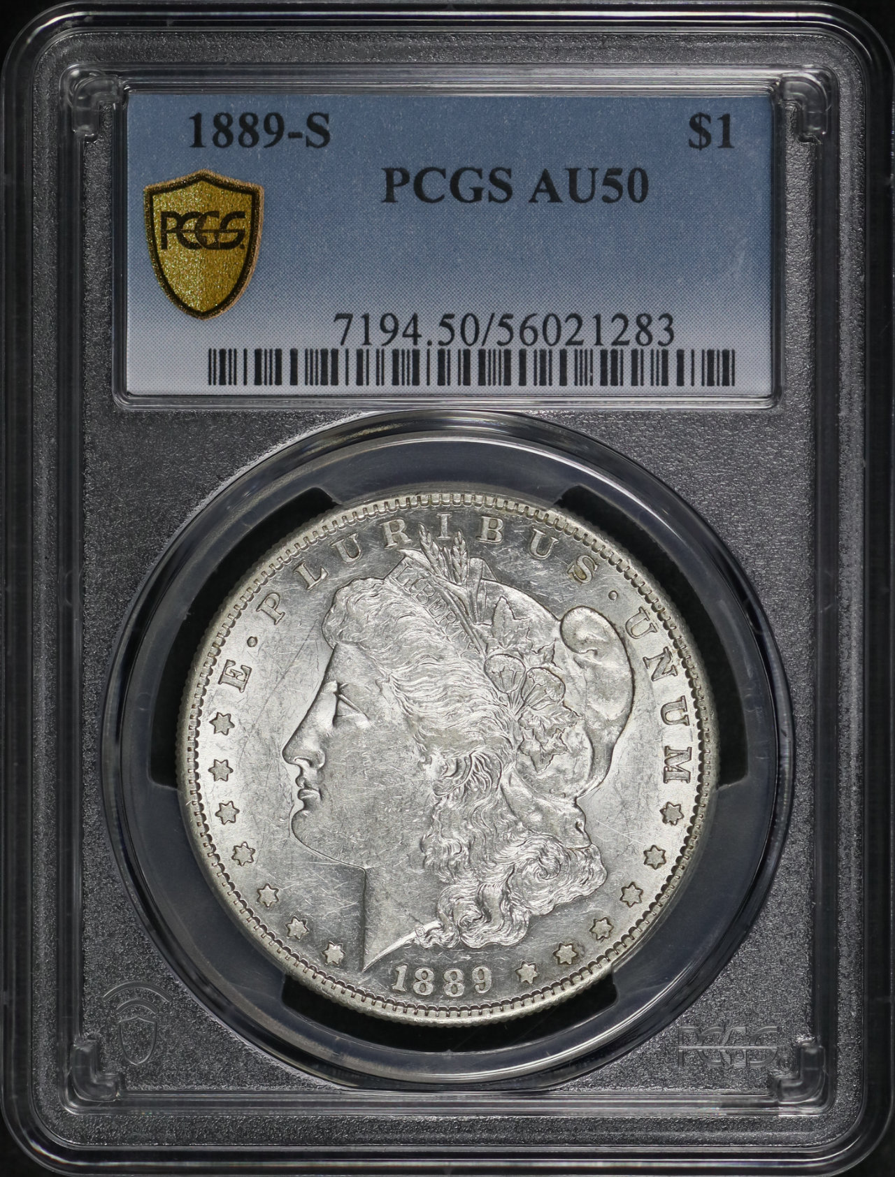 Obverse of this 1889-S Morgan Dollar PCGS AU-50
