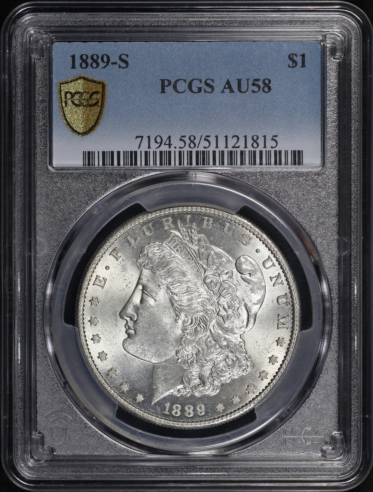 Obverse of this 1889-S Morgan Dollar PCGS AU-58