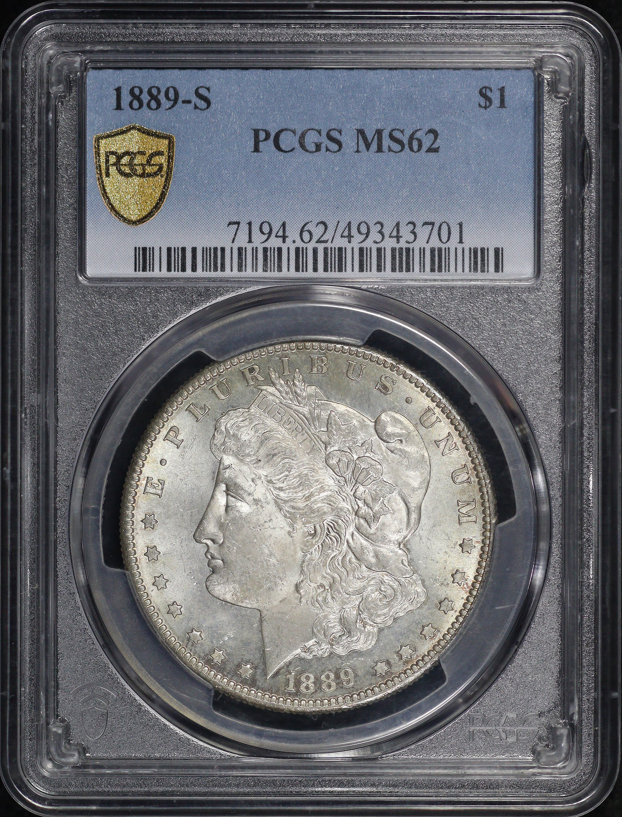 Obverse of this 1889-S Morgan Dollar PCGS MS-62
