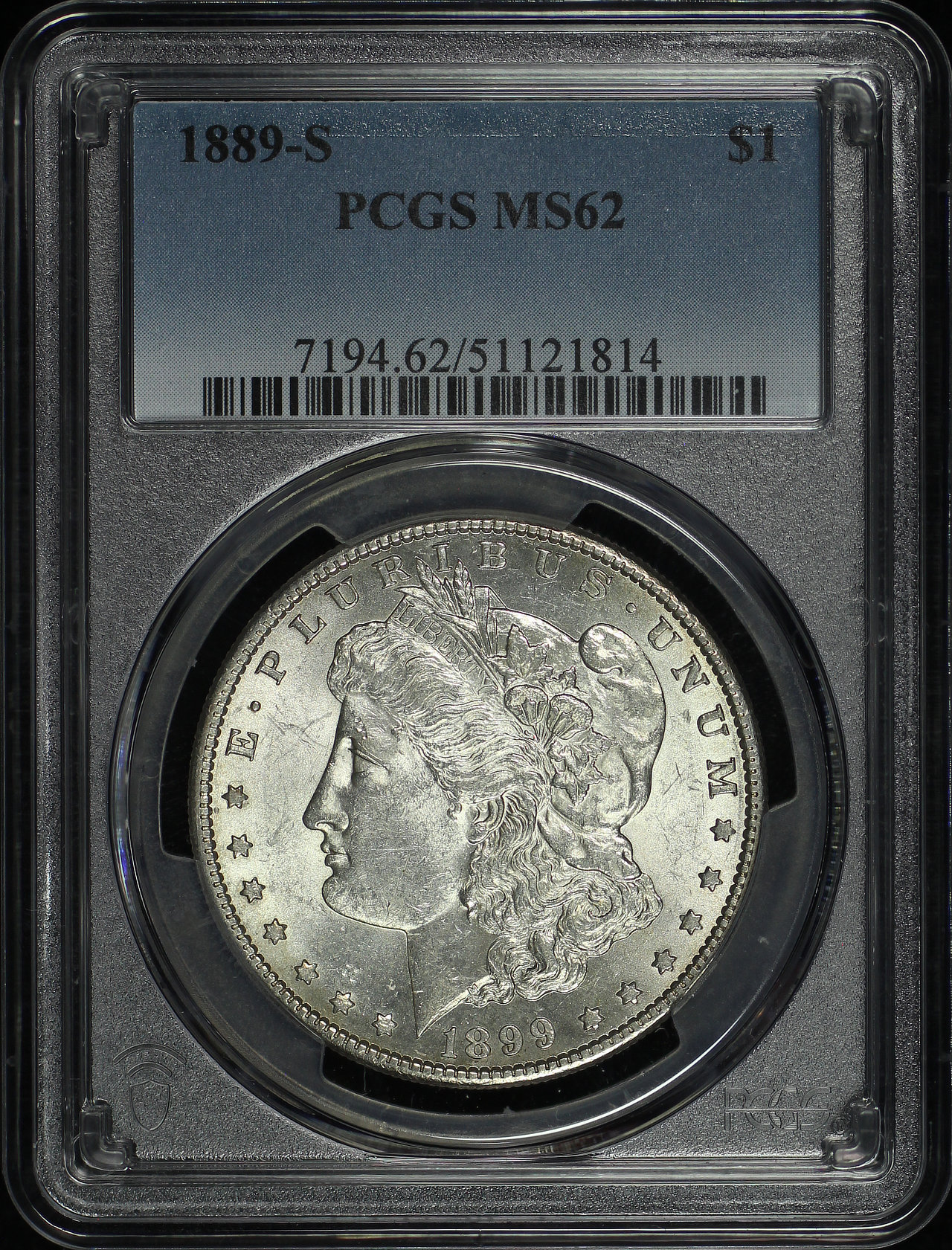 Obverse of this 1889-S Morgan Dollar PCGS MS-62