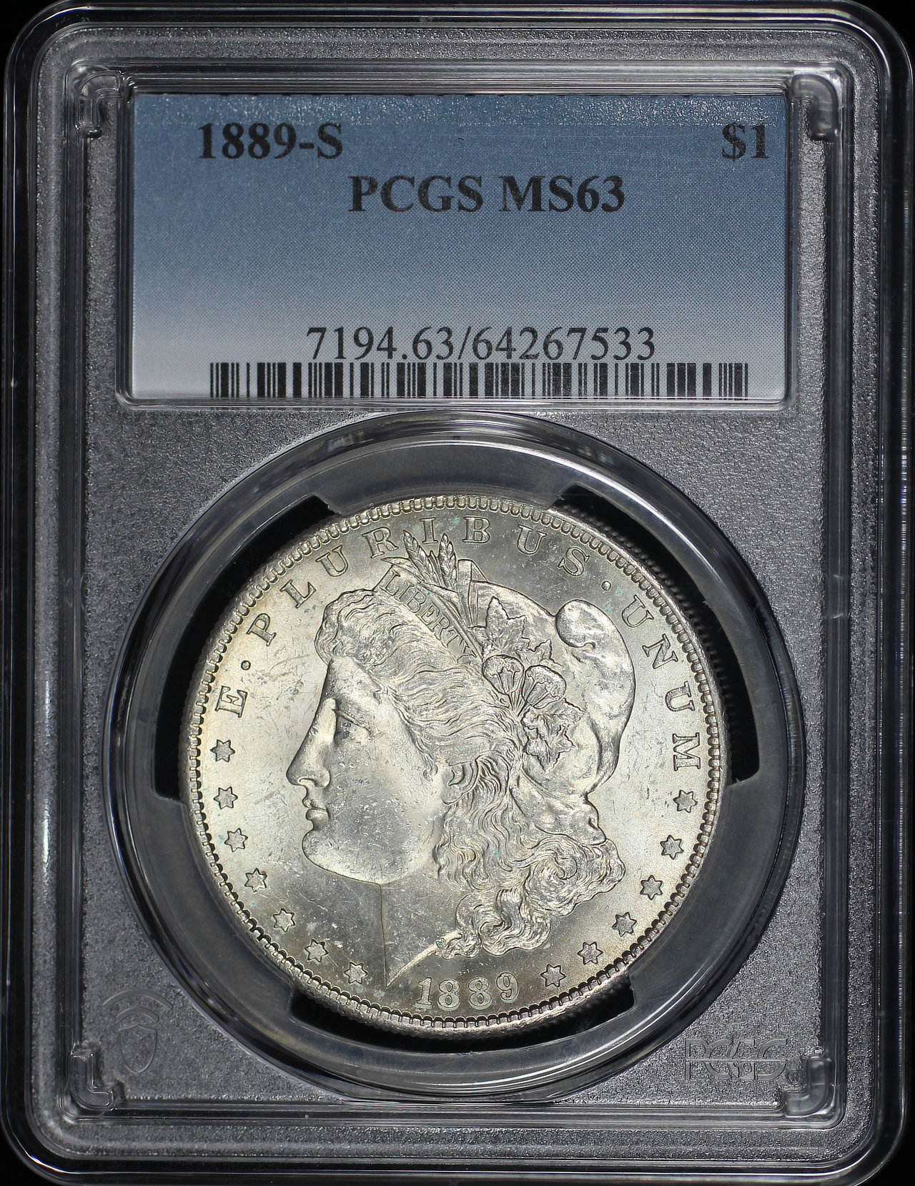 Obverse of this 1889-S Morgan Dollar PCGS MS-63