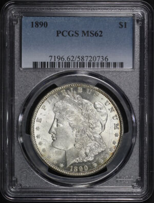 Obverse of this 1890 Morgan Dollar PCGS MS-62