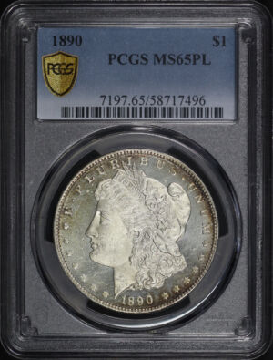 Obverse of this 1890 Morgan Dollar PCGS MS-65 PL