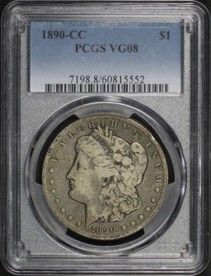 Obverse of this 1890-CC Morgan Dollar PCGS VG-08
