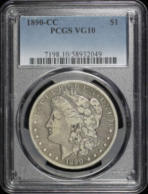 Obverse of this 1890-CC Morgan Dollar PCGS VG-10