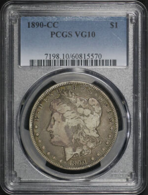 Obverse of this 1890-CC Morgan Dollar PCGS VG-10