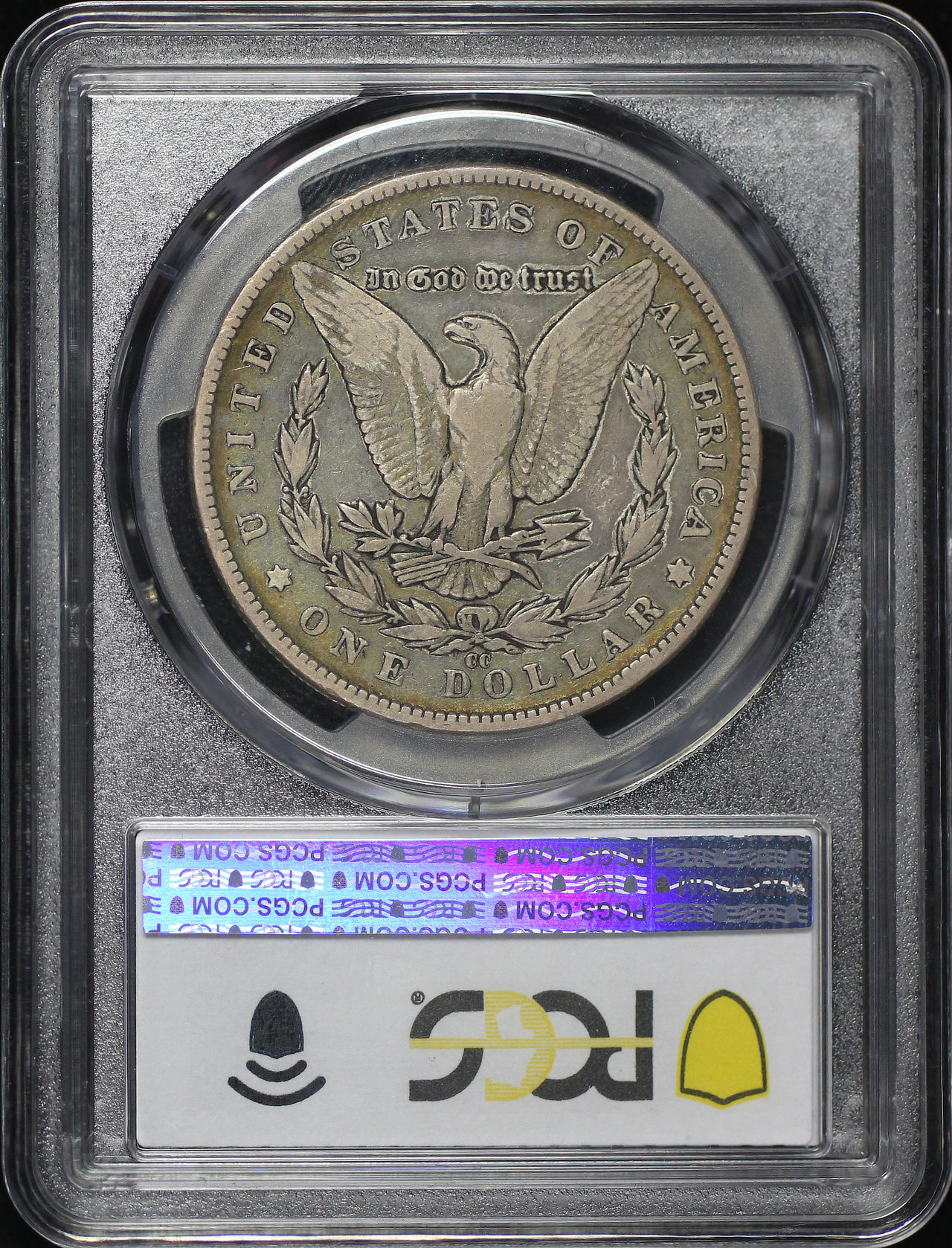 Reverse of this 1890-CC Morgan Dollar PCGS F-15