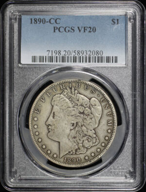 Obverse of this 1890-CC Morgan Dollar PCGS VF-20