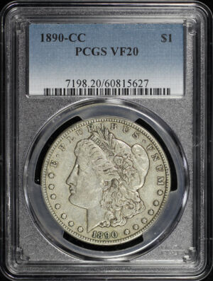 Obverse of this 1890-CC Morgan Dollar PCGS VF-20