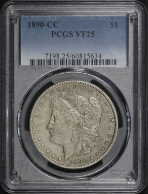 Obverse of this 1890-CC Morgan Dollar PCGS VF-25