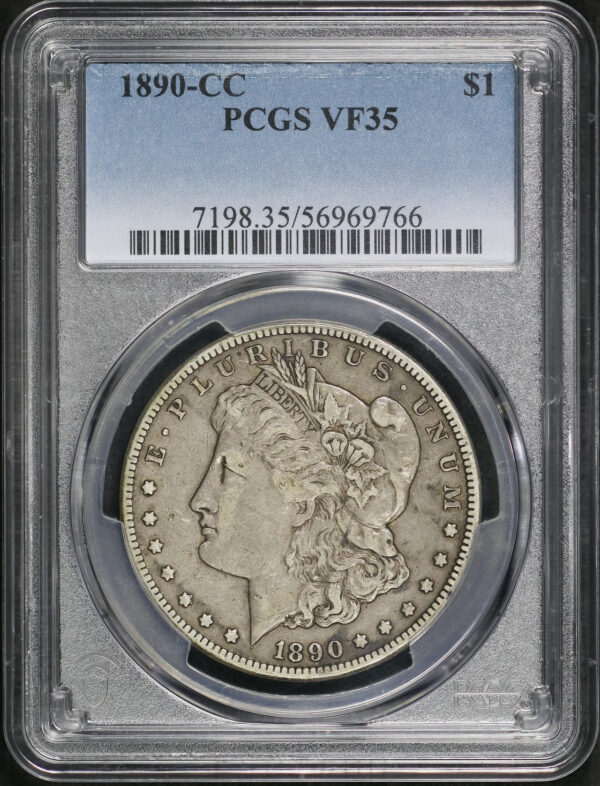 Obverse of this 1890-CC Morgan Dollar PCGS VF-35